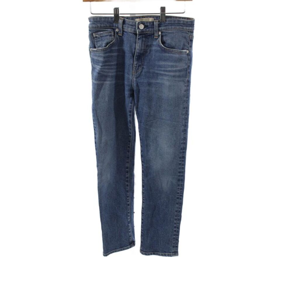 CQY Womens Mom Jeans Blue Cotton Blend Mid Rise Button Inseam 25 Size 26